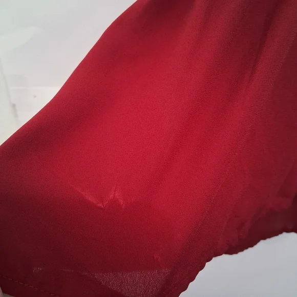 5/$10⚪️Forever 21 Red Burgundy Tie-Front Blouse - Picture 6 of 7